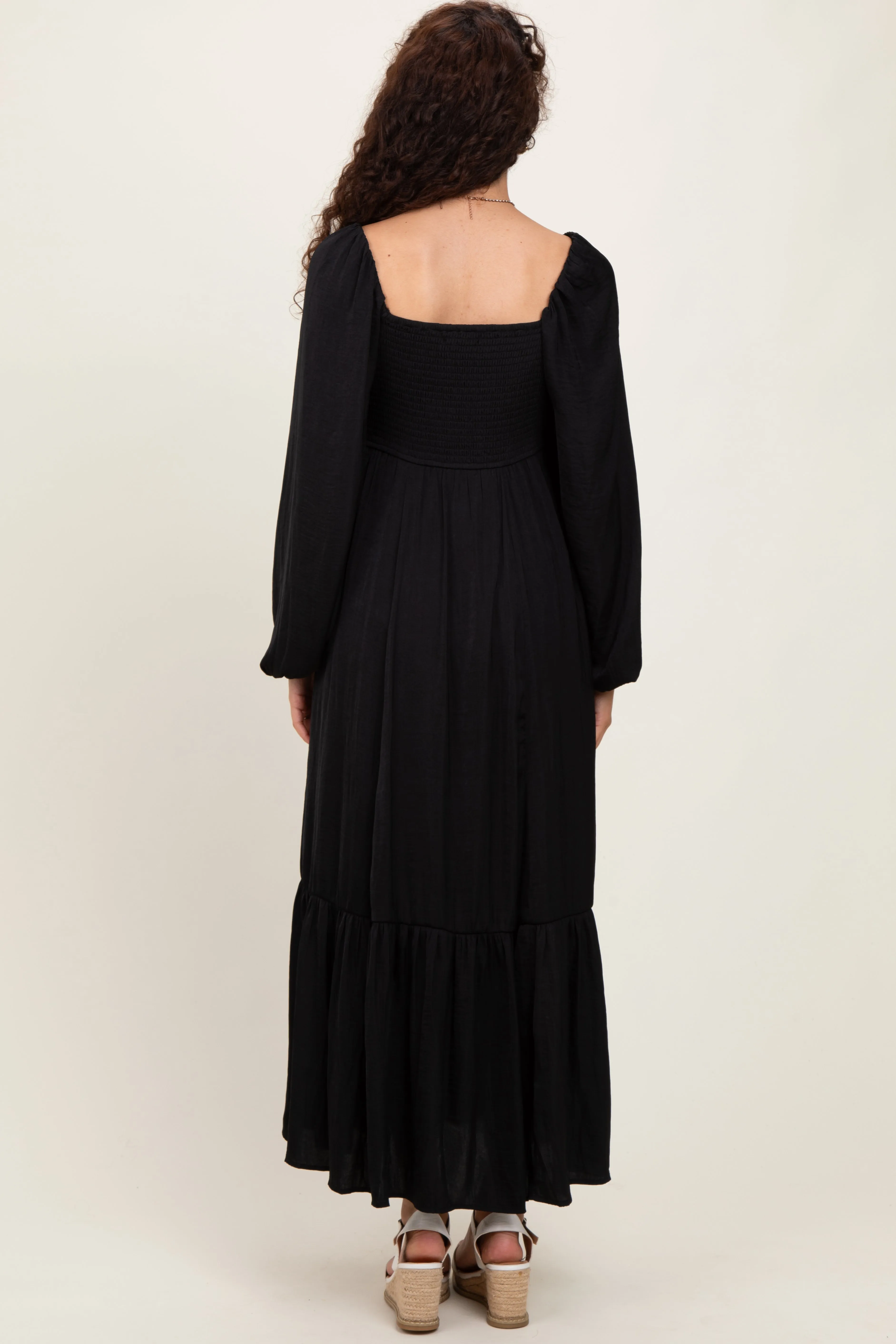 Black Bow Satin Maxi Dress sold by Pinkblush product image thumbnail 4