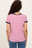 Navy Pinstripe Contrast Trim Tee sold by Pinkblush