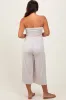 Beige Double Layered Strapless Tube Top Maternity Jumpsuit sold by Pinkblush