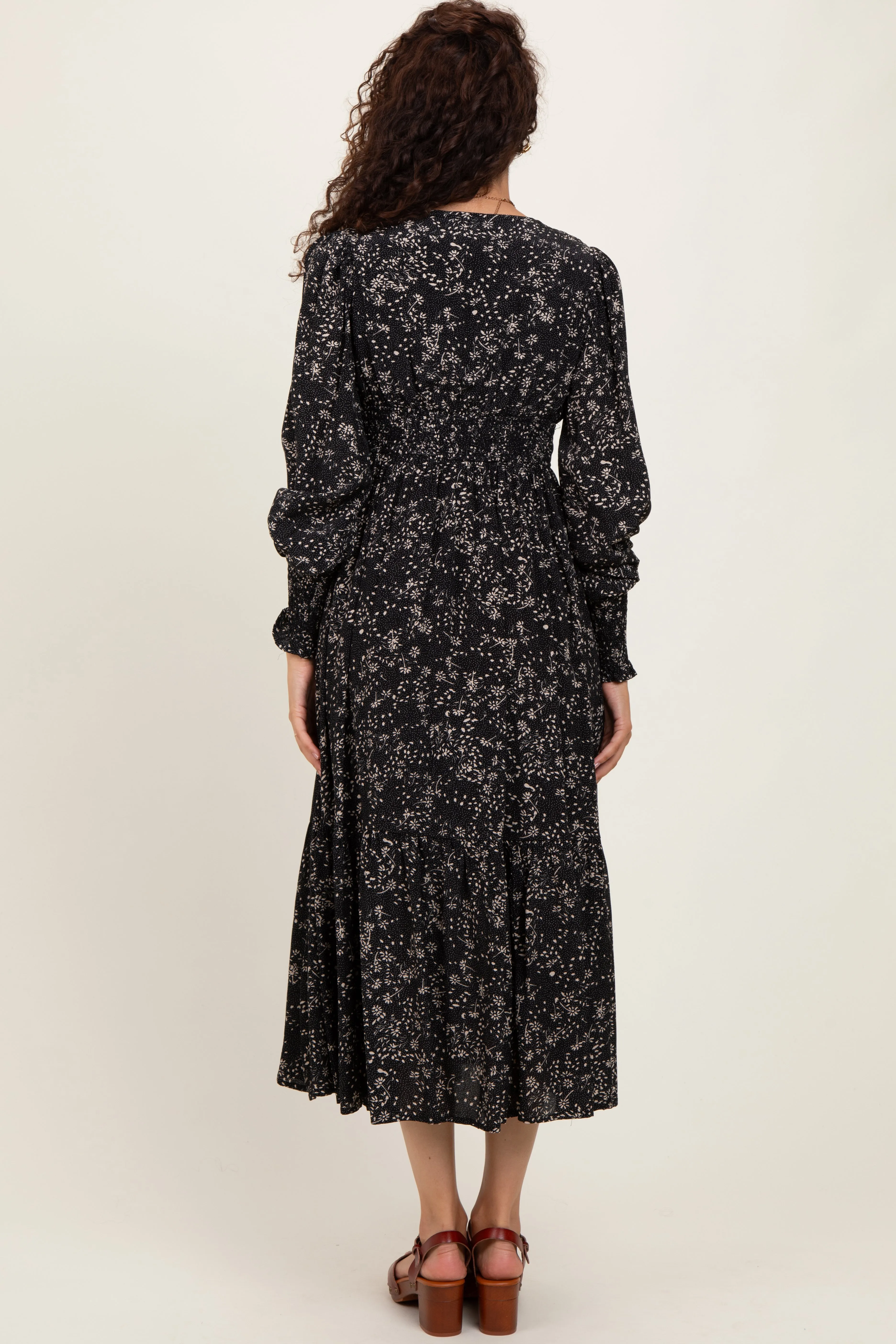 Black Floral Button Maxi Dress sold by Pinkblush product image thumbnail 3