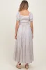 Cream Floral Lace Trim Maternity Maxi Dress sold by Pinkblush