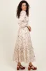 Cream Raglan Sleeve Floral Button Maxi Dress sold by Pinkblush