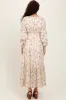 Cream Raglan Sleeve Floral Button Maxi Dress sold by Pinkblush