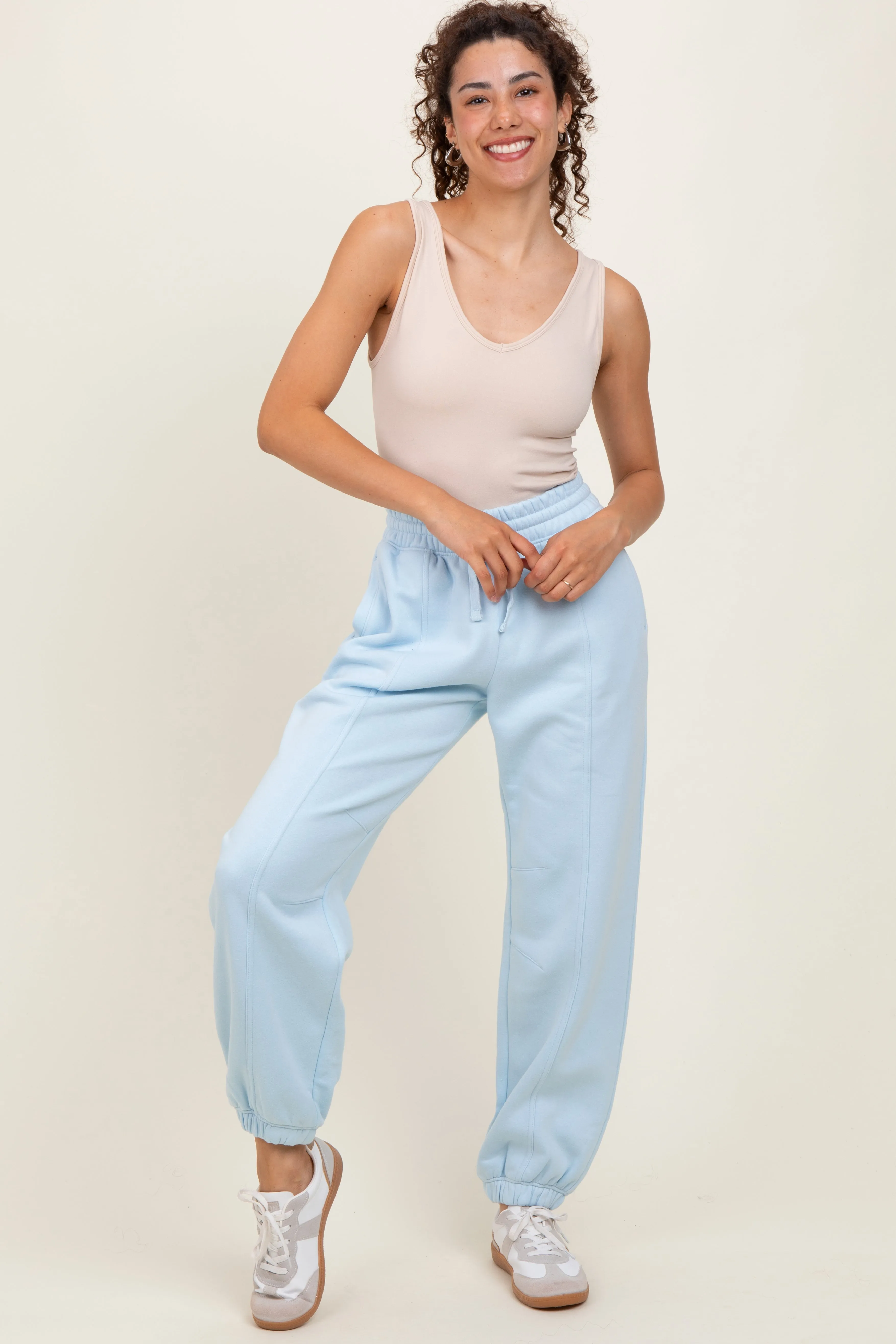 Light Blue Drawstring Relaxed Fit Sweatpants sold by Pinkblush product image thumbnail 2