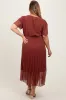Rust Printed Sash Tie Pleated Maternity Plus Midi Dress sold by Pinkblush