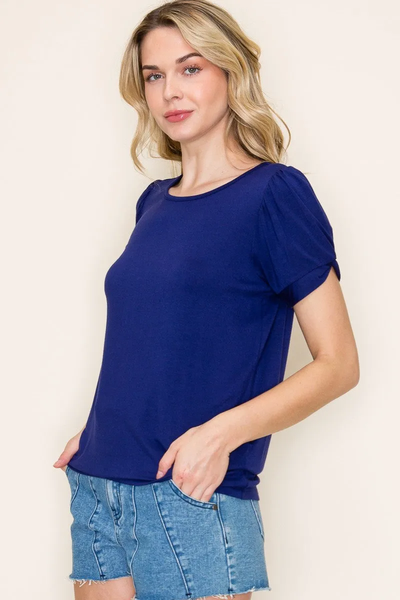 Navy Twisted Short Sleeve Top sold by Pinkblush product image thumbnail 2