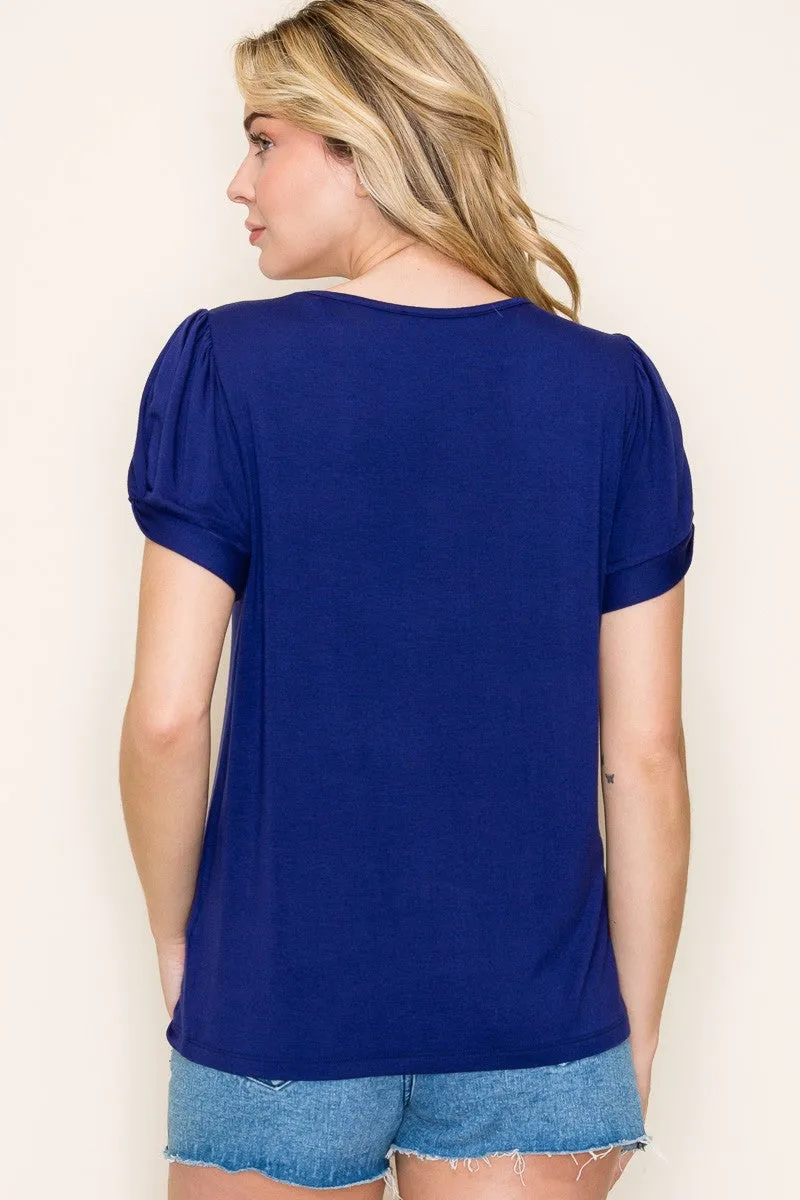 Navy Twisted Short Sleeve Top sold by Pinkblush product image thumbnail 3