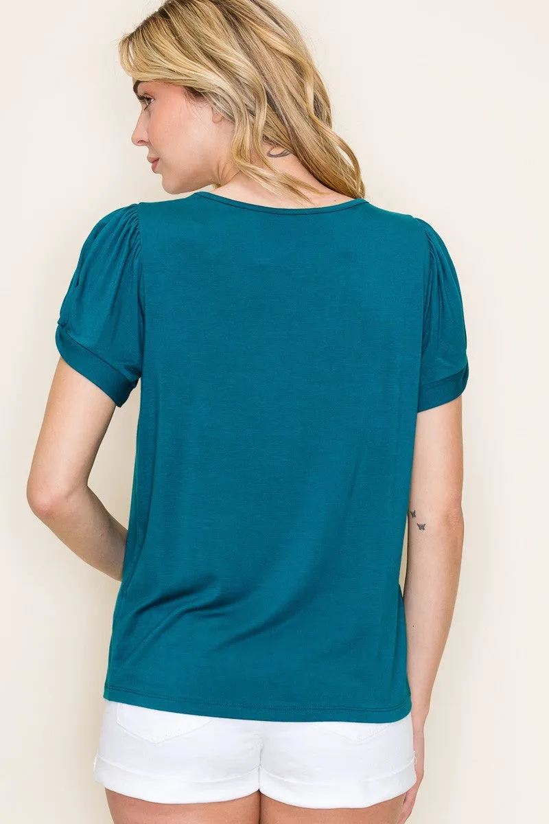 Teal Twisted Short Sleeve Top sold by Pinkblush product image thumbnail 4