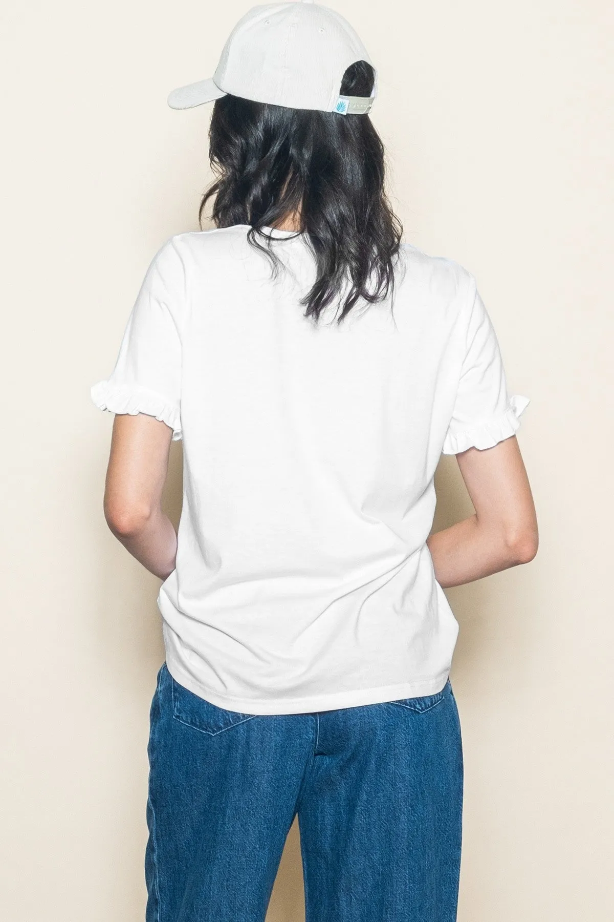 White Ruffle Trim Short Sleeve T-Shirt sold by Pinkblush product image thumbnail 3