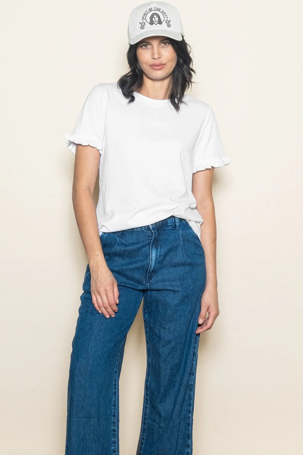 White Ruffle Trim Short Sleeve T-Shirt sold by Pinkblush product image thumbnail 4