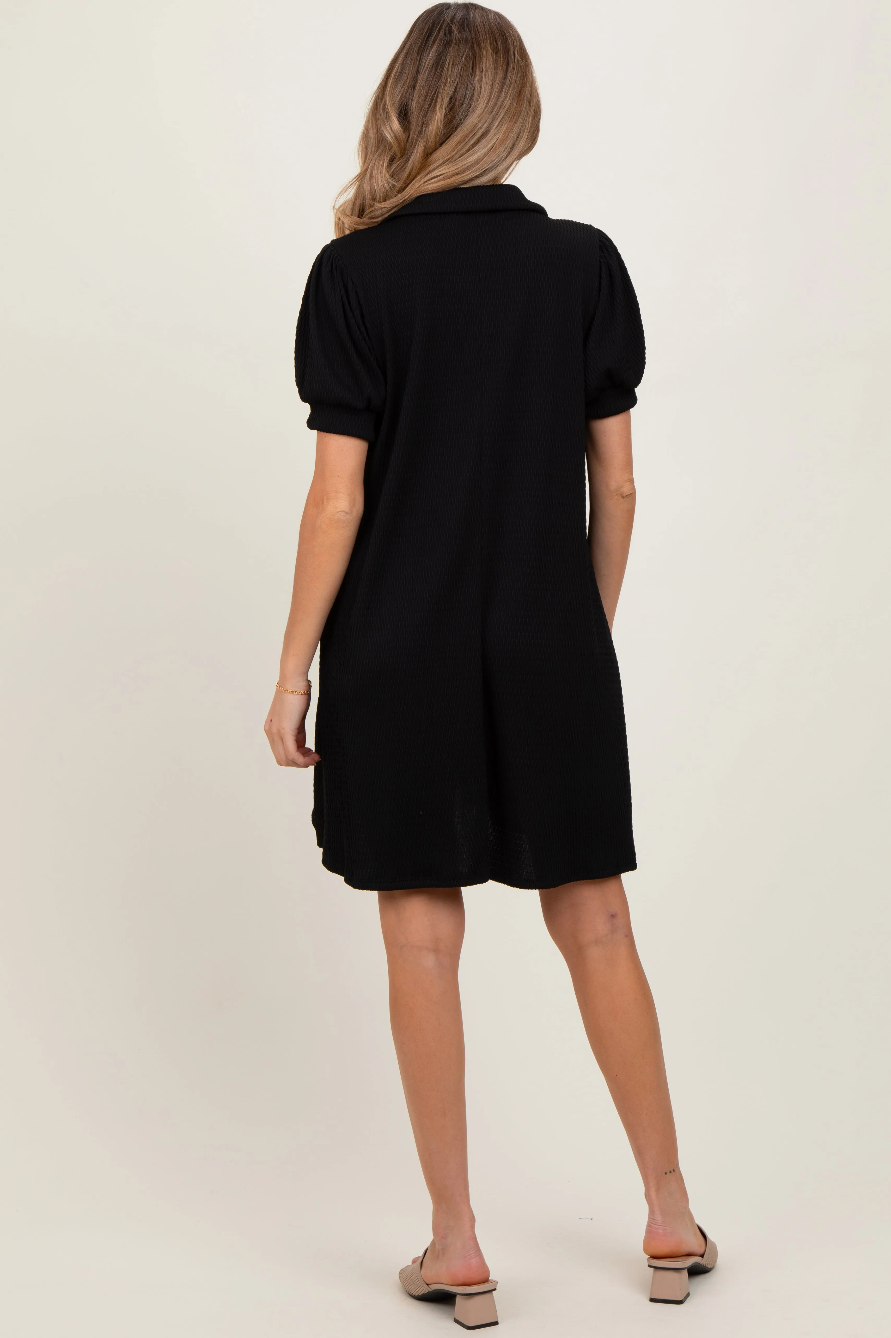 Black Textured Maternity Polo Dress sold by Pinkblush product image thumbnail 4