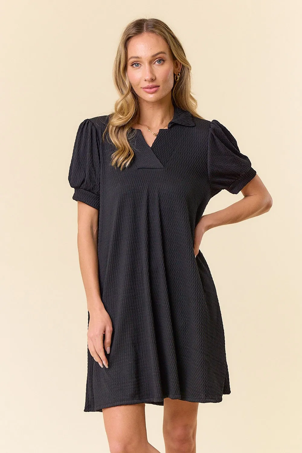 Black Textured Maternity Polo Dress sold by Pinkblush product image thumbnail 5
