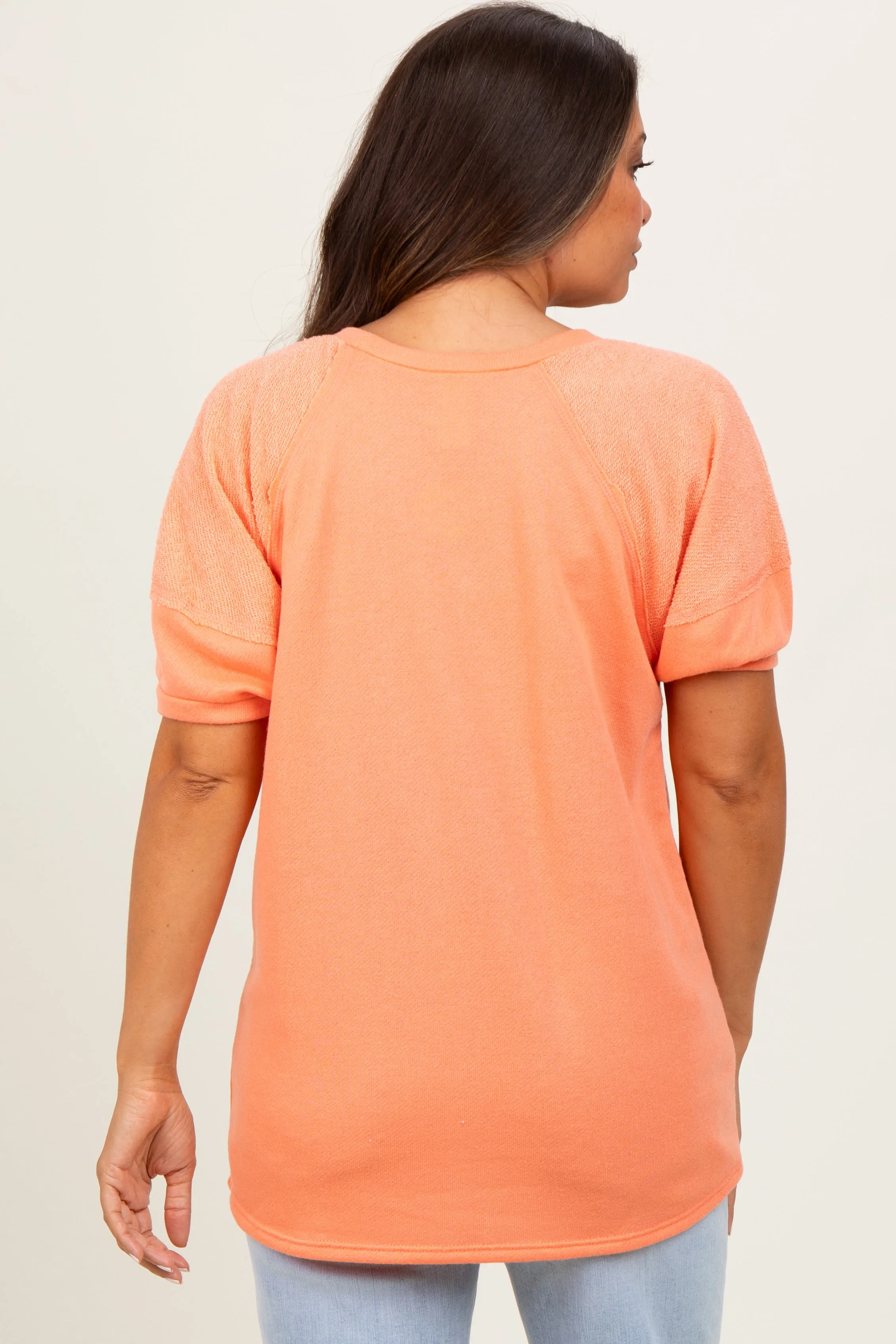 Orange Terry Contrast Maternity Short Sleeve Top sold by Pinkblush product image thumbnail 3