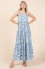Blue Floral Sleeveless Tiered Maternity Maxi Dress sold by Pinkblush