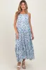Blue Floral Sleeveless Tiered Maternity Maxi Dress sold by Pinkblush
