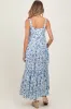 Blue Floral Sleeveless Tiered Maternity Maxi Dress sold by Pinkblush