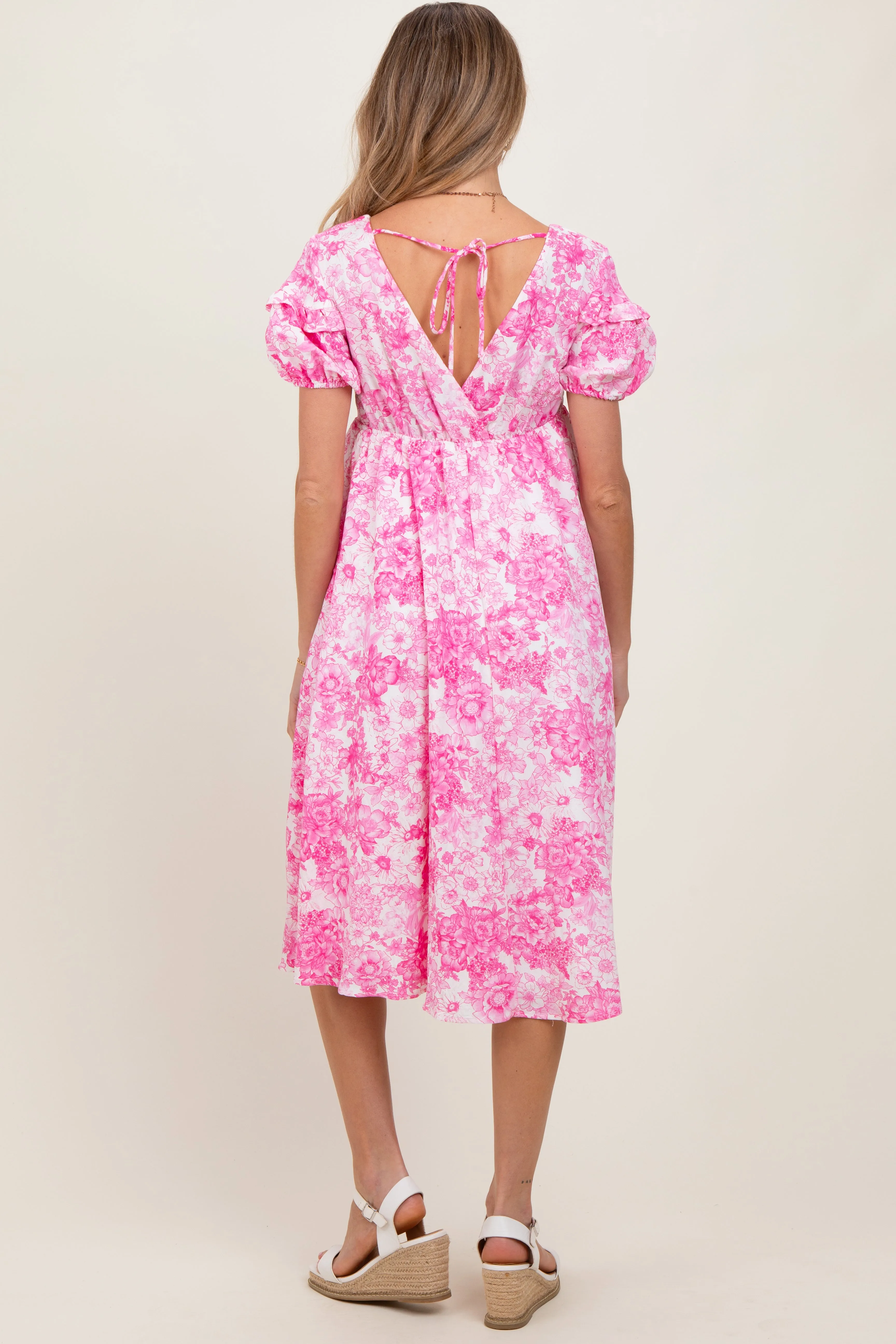 Pink Floral Woven Short Sleeve Maternity Mini Dress sold by Pinkblush product image thumbnail 2