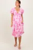 Pink Floral Woven Short Sleeve Maternity Mini Dress sold by Pinkblush