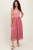 Mauve Solid Tank Top Lace Skirt Midi Dress sold by Pinkblush