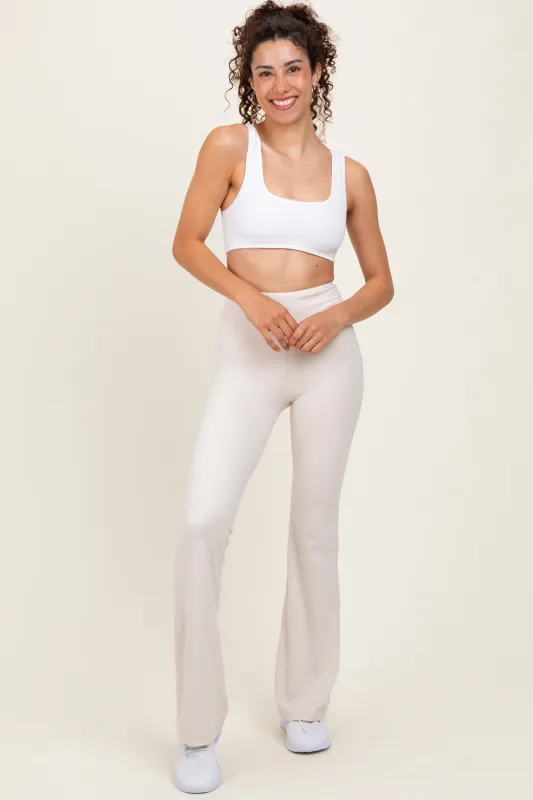 Cream Flared Leggings sold by Pinkblush