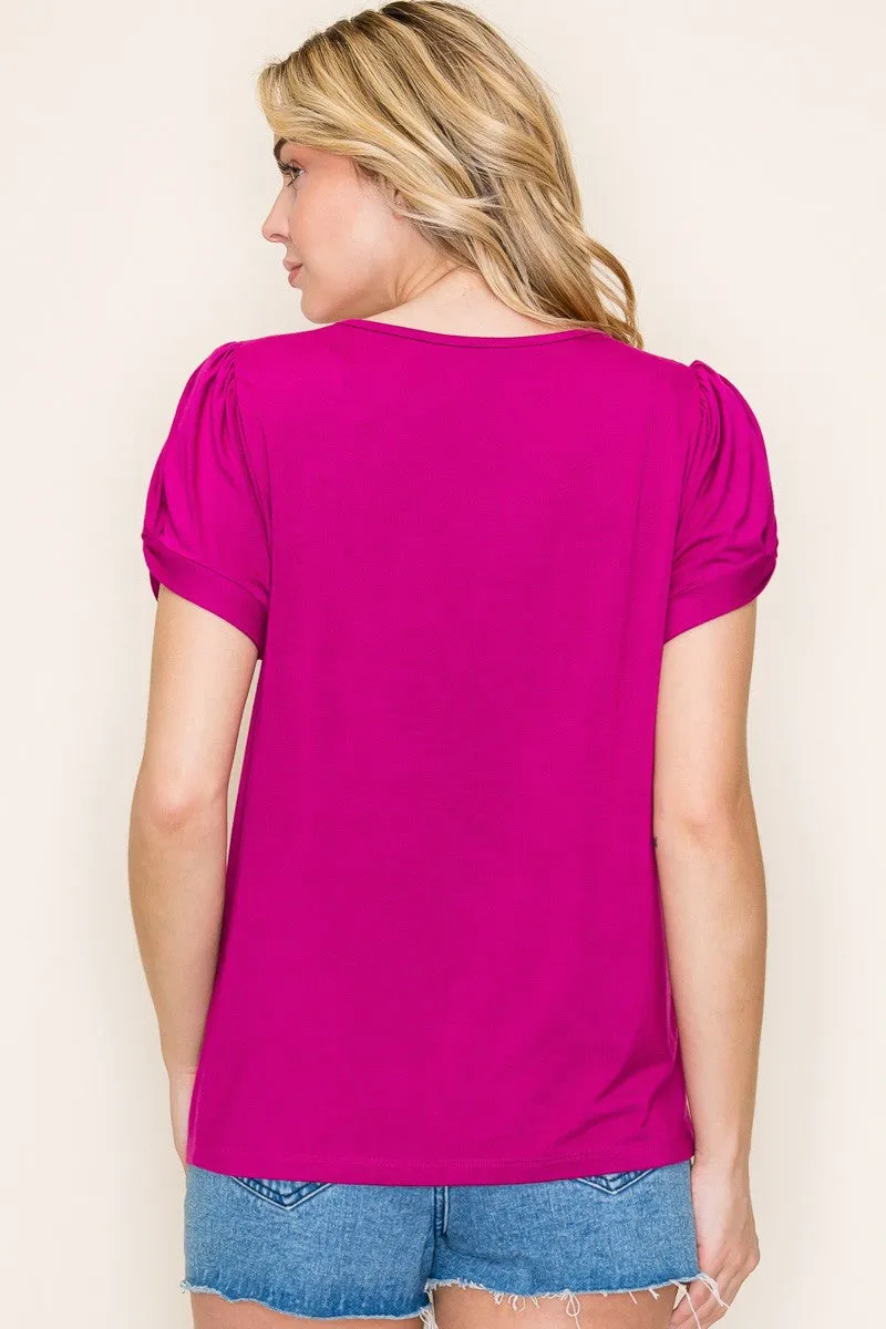 Magenta Twisted Short Sleeve Top sold by Pinkblush product image thumbnail 4