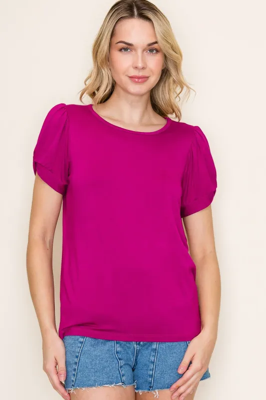 Magenta Twisted Short Sleeve Top sold by Pinkblush