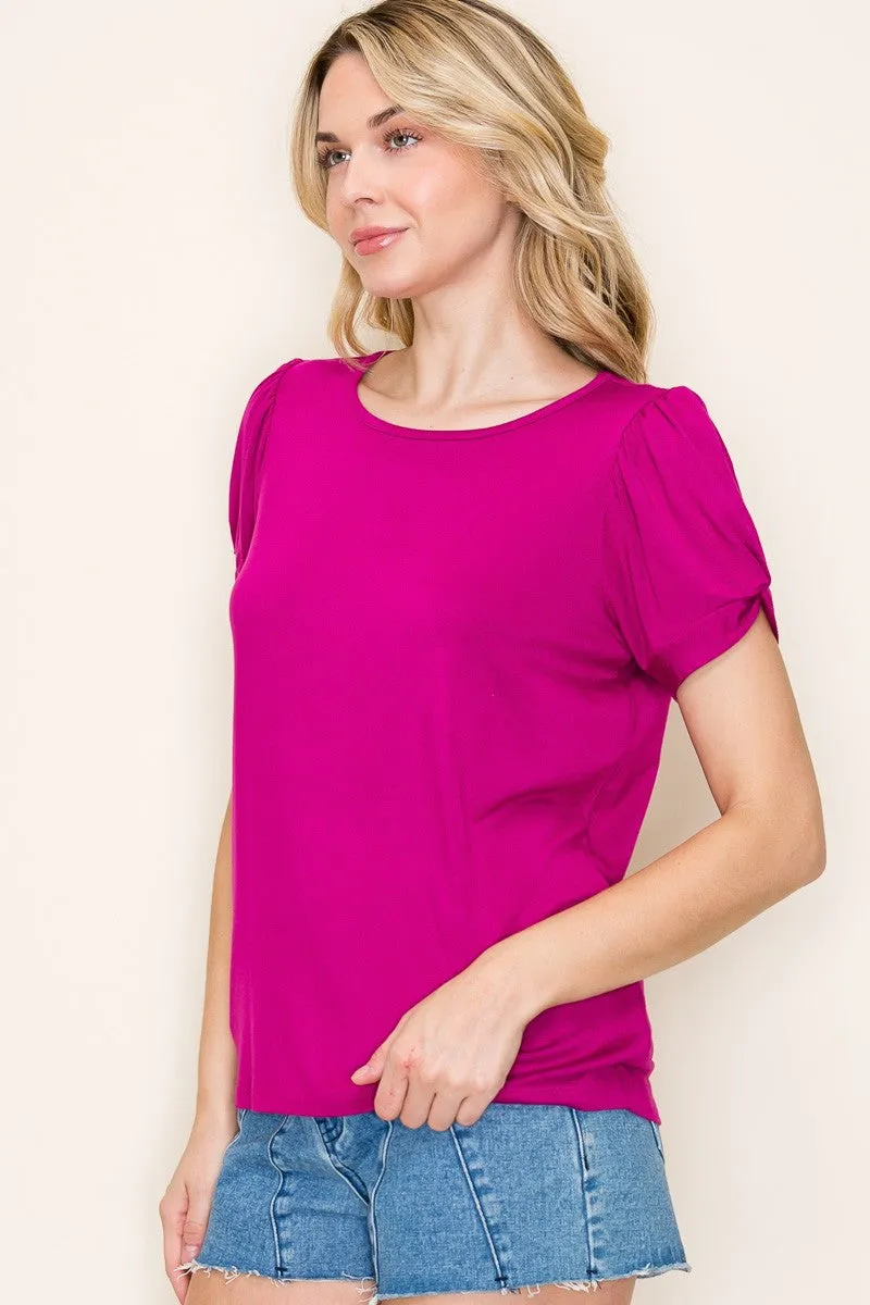 Magenta Twisted Short Sleeve Top sold by Pinkblush product image thumbnail 2