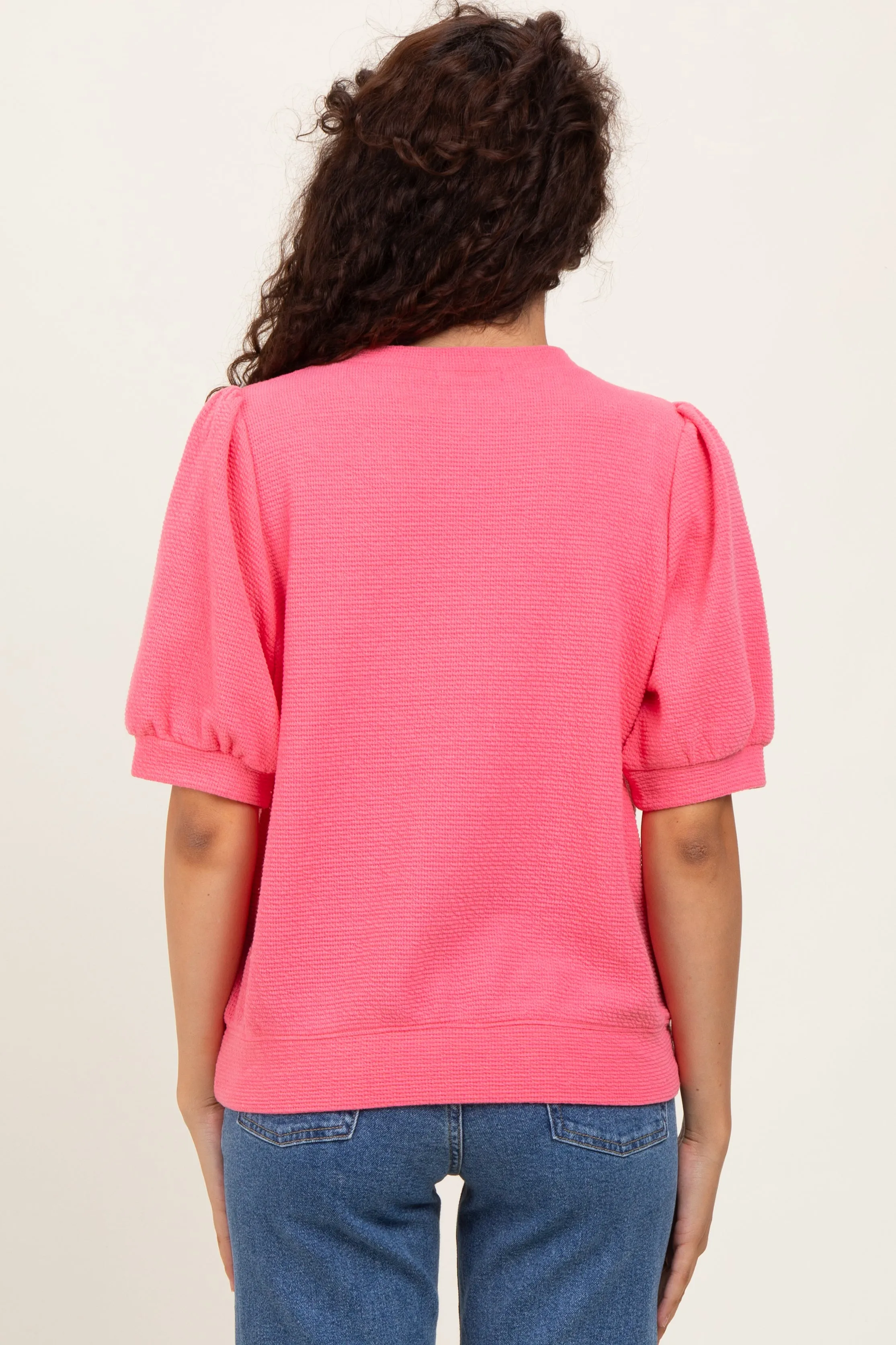 Pink Knit Puff Sleeve Top sold by Pinkblush product image thumbnail 3