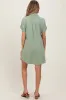 Sage Dolman Sleeve Linen Maternity Shirt Dress sold by Pinkblush