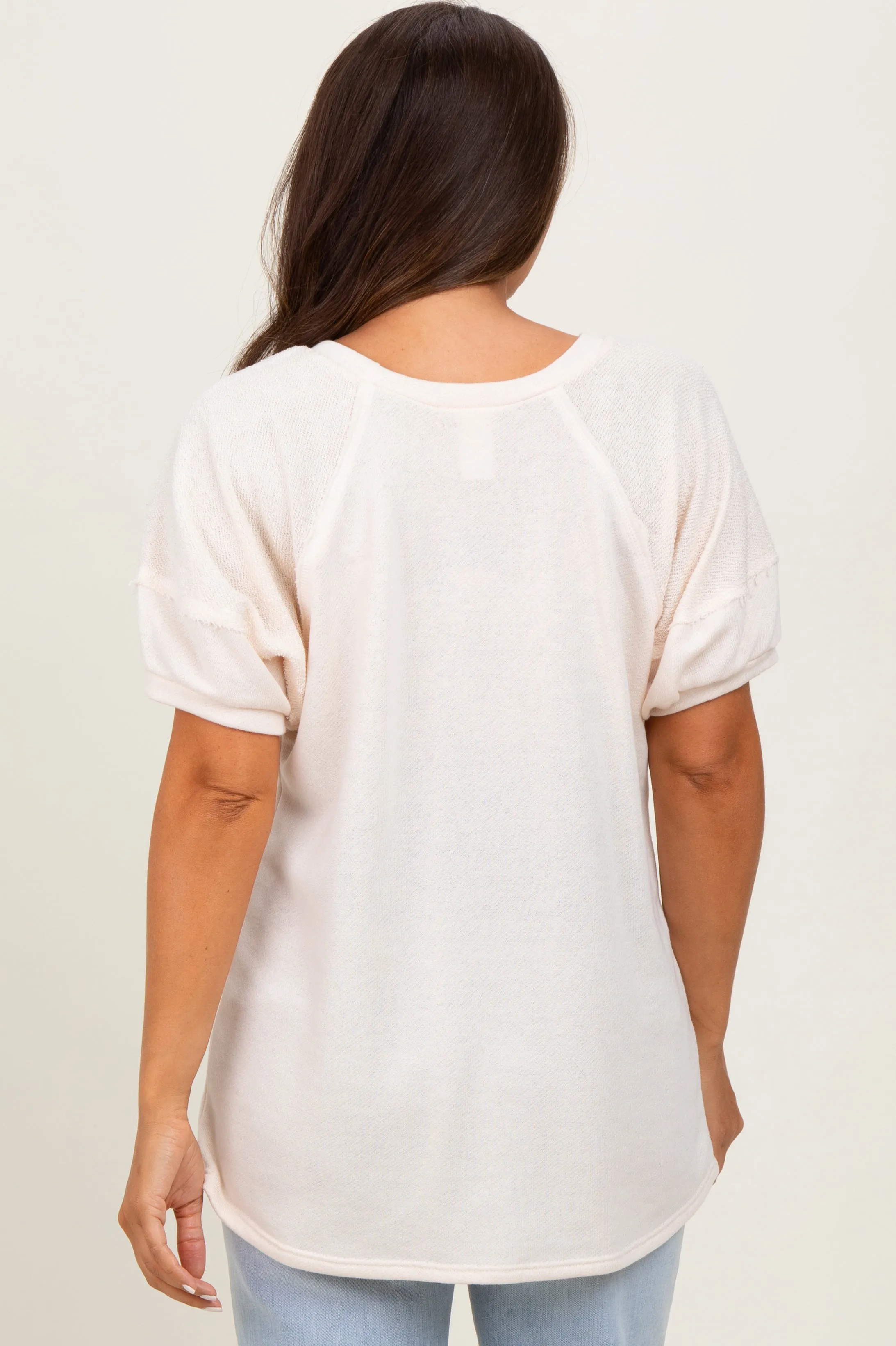 Cream Terry Contrast Maternity Short Sleeve Top sold by Pinkblush product image thumbnail 3