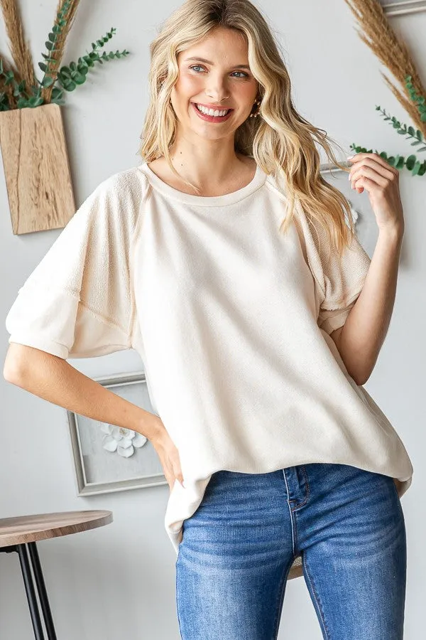 Cream Terry Contrast Maternity Short Sleeve Top sold by Pinkblush product image thumbnail 4