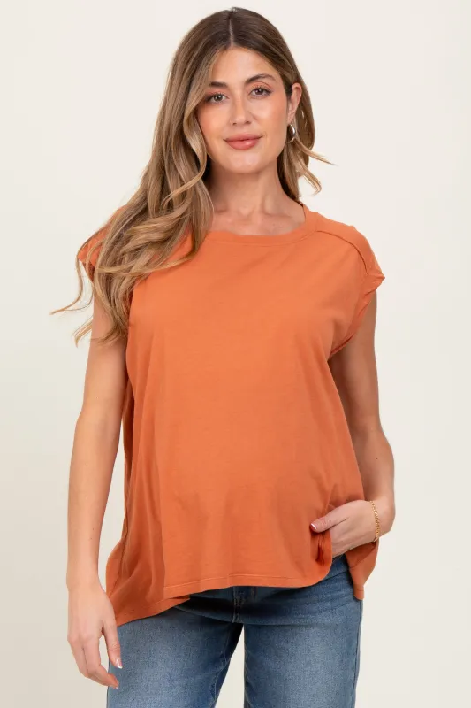 Rust Soft Oversized Maternity Top sold by Pinkblush