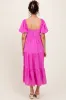 Pink Printed Puff Sleeve Tiered Midi Dress sold by Pinkblush
