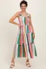 Green Wide Stripe Smocked Tiered Midi Dress sold by Pinkblush