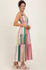 Green Wide Stripe Smocked Tiered Midi Dress sold by Pinkblush
