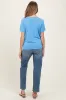 Blue Basic Round Neck Short Sleeve Maternity T-Shirt sold by Pinkblush