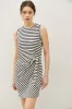 Navy Striped Sleeveless Side Tie Maternity Mini Dress sold by Pinkblush