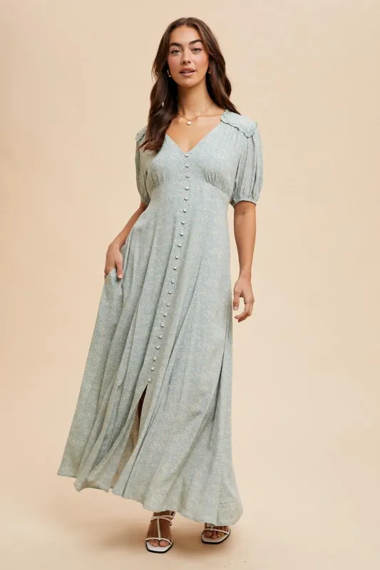 Sage Floral Button Down Maternity Dress sold by Pinkblush