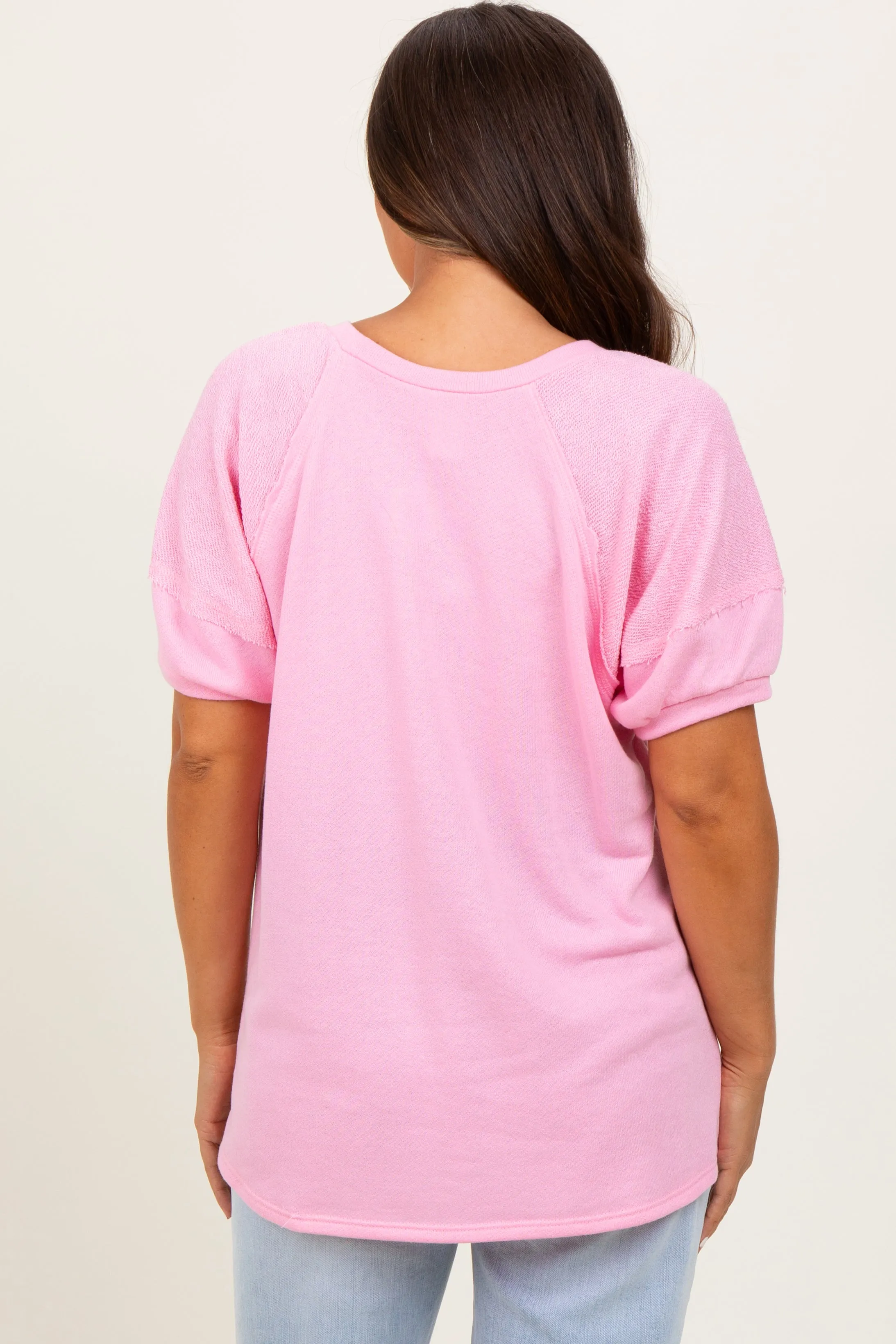 Pink Terry Contrast Maternity Short Sleeve Top sold by Pinkblush product image thumbnail 4