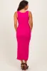 Fuchsia Ribbed Basic Maternity Maxi Dress sold by Pinkblush