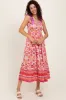 Orange Floral Shoulder Tie Smocked Midi Dress sold by Pinkblush