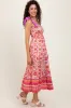 Orange Floral Shoulder Tie Smocked Midi Dress sold by Pinkblush