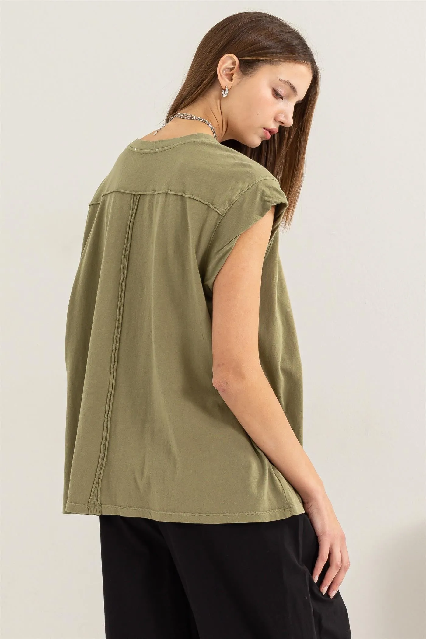 Olive Soft Oversized Top sold by Pinkblush product image thumbnail 3