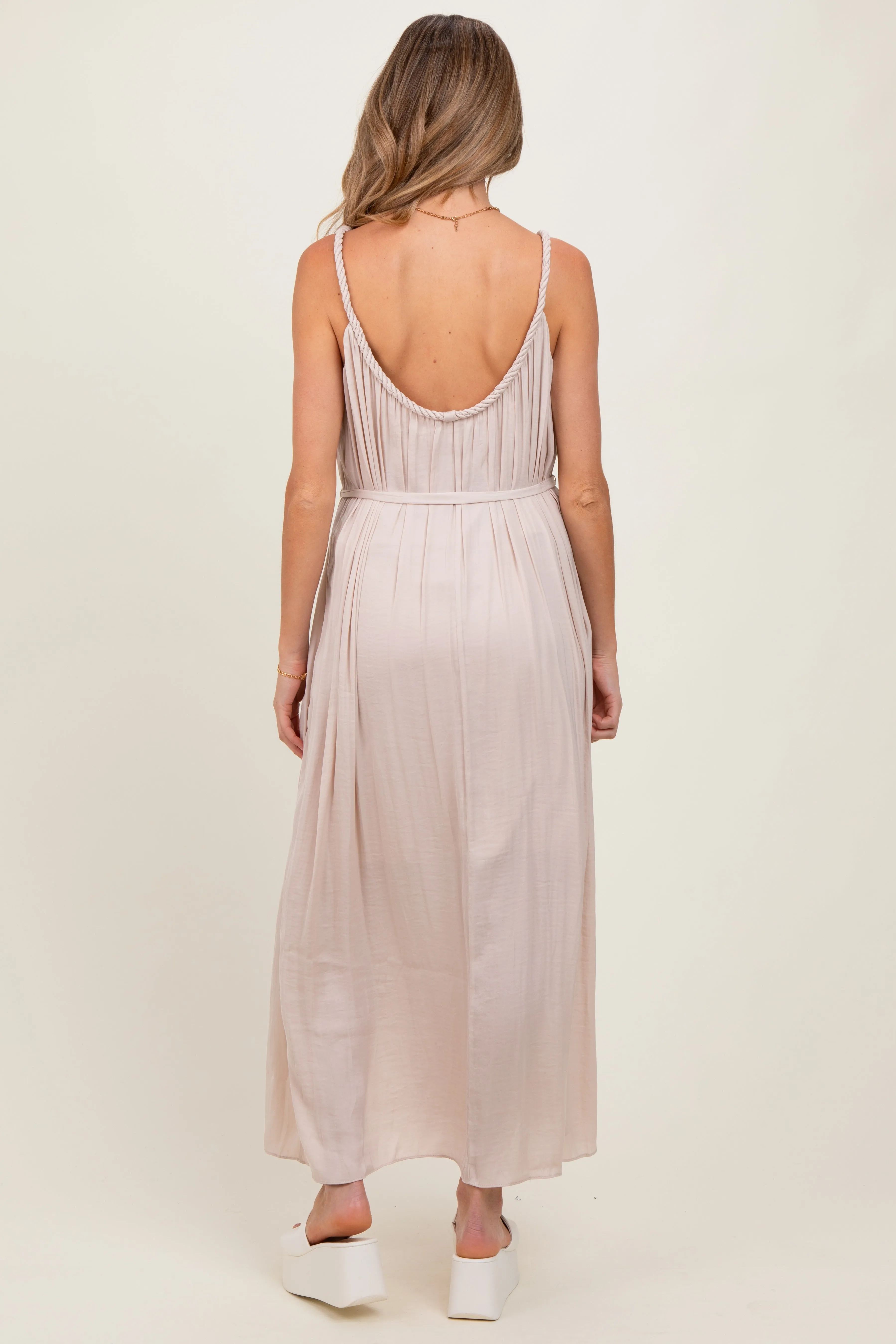 Cream Braided Neckline Maternity Maxi Dress sold by Pinkblush product image thumbnail 3