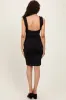 Black Square Neck Ruched Midi Dress sold by Pinkblush