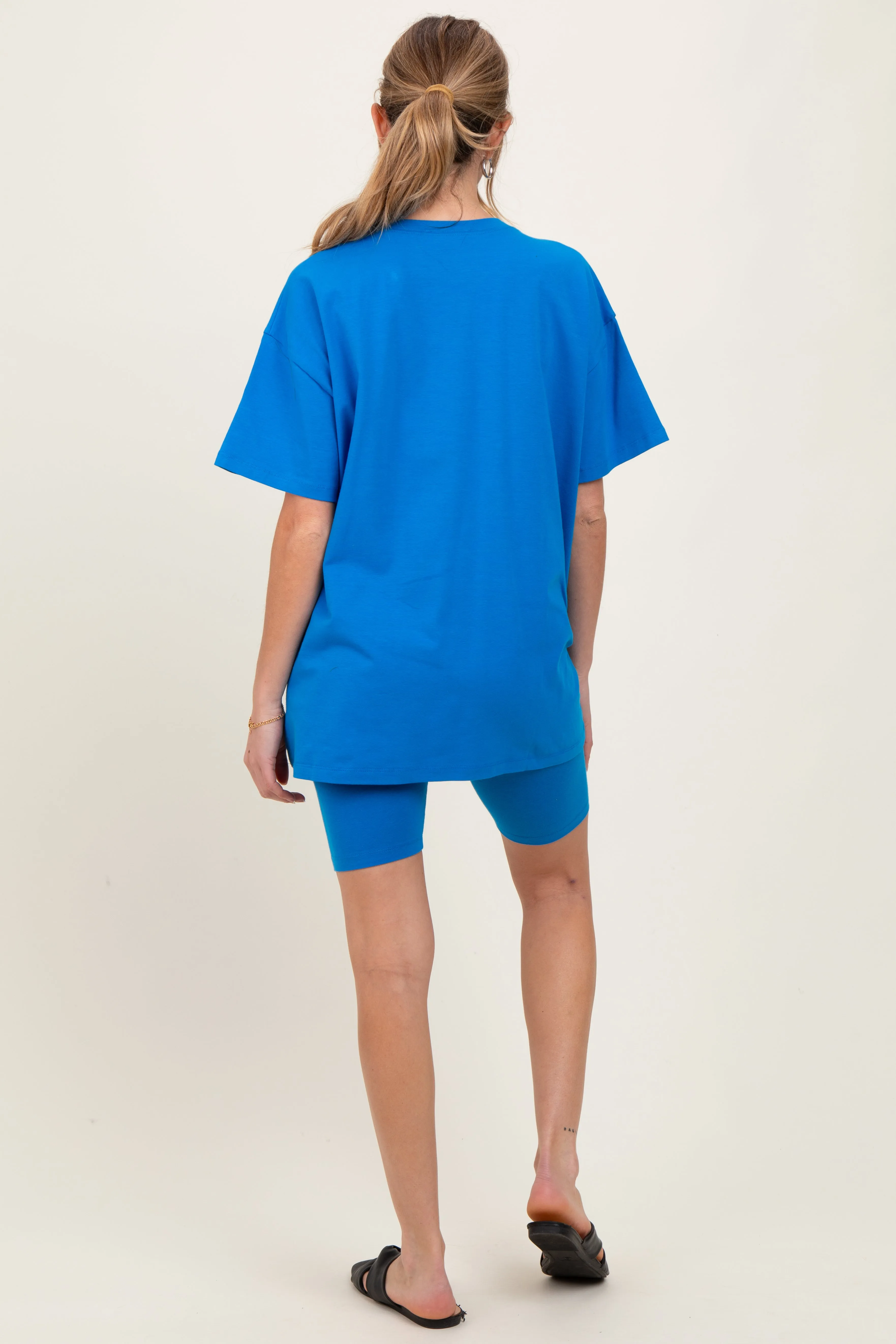 Aqua Biker Shorts Maternity Set sold by Pinkblush product image thumbnail 3