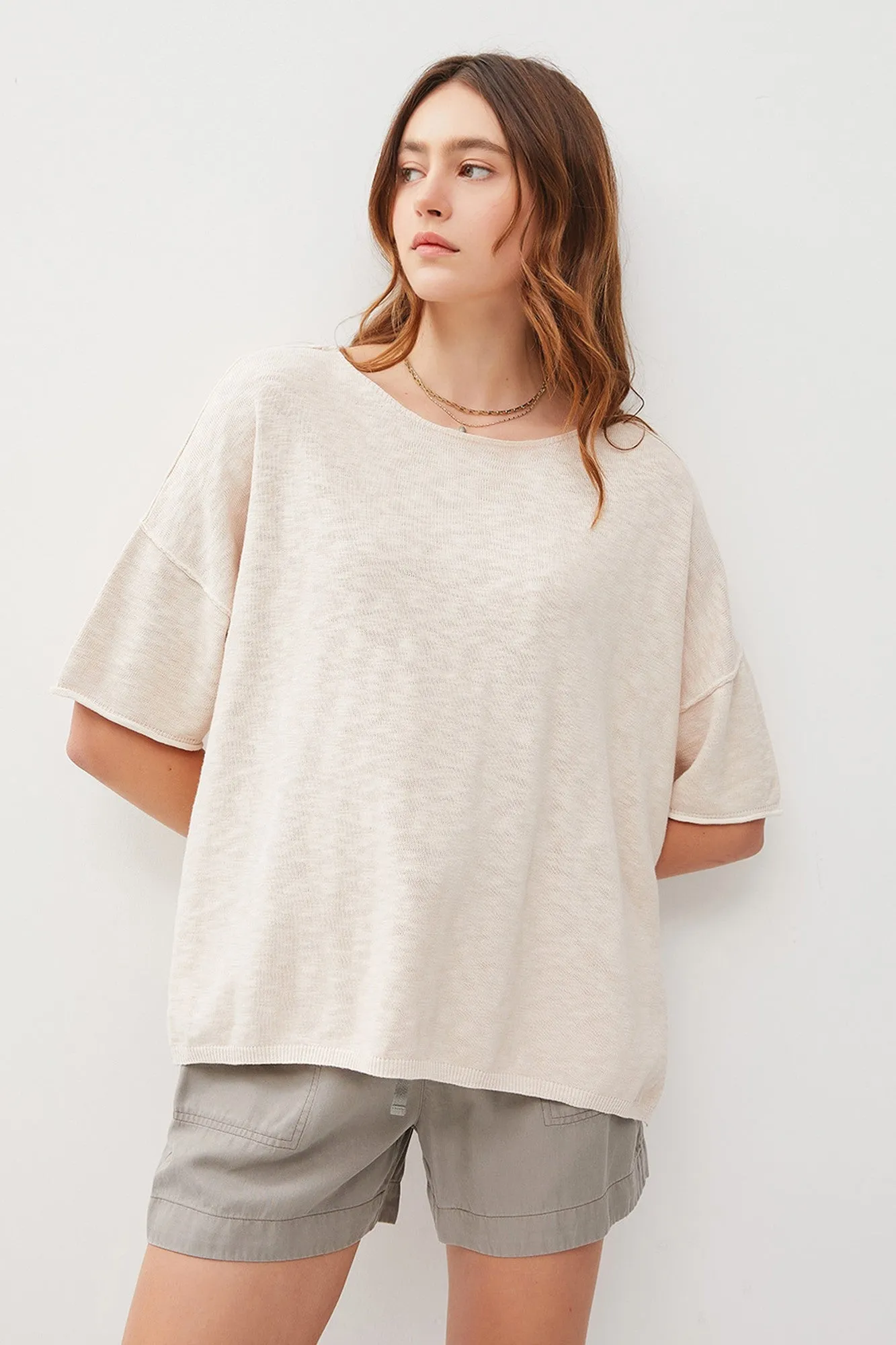 Cream Knit Drop Shoulder Short Sleeve Maternity Top sold by Pinkblush product image thumbnail 4