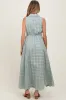 Light Olive Plaid Sleeveless Sash Tie Maternity Shirt Dress sold by Pinkblush