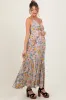 Mint Green Floral Twist Front Cutout Maternity Maxi Dress sold by Pinkblush