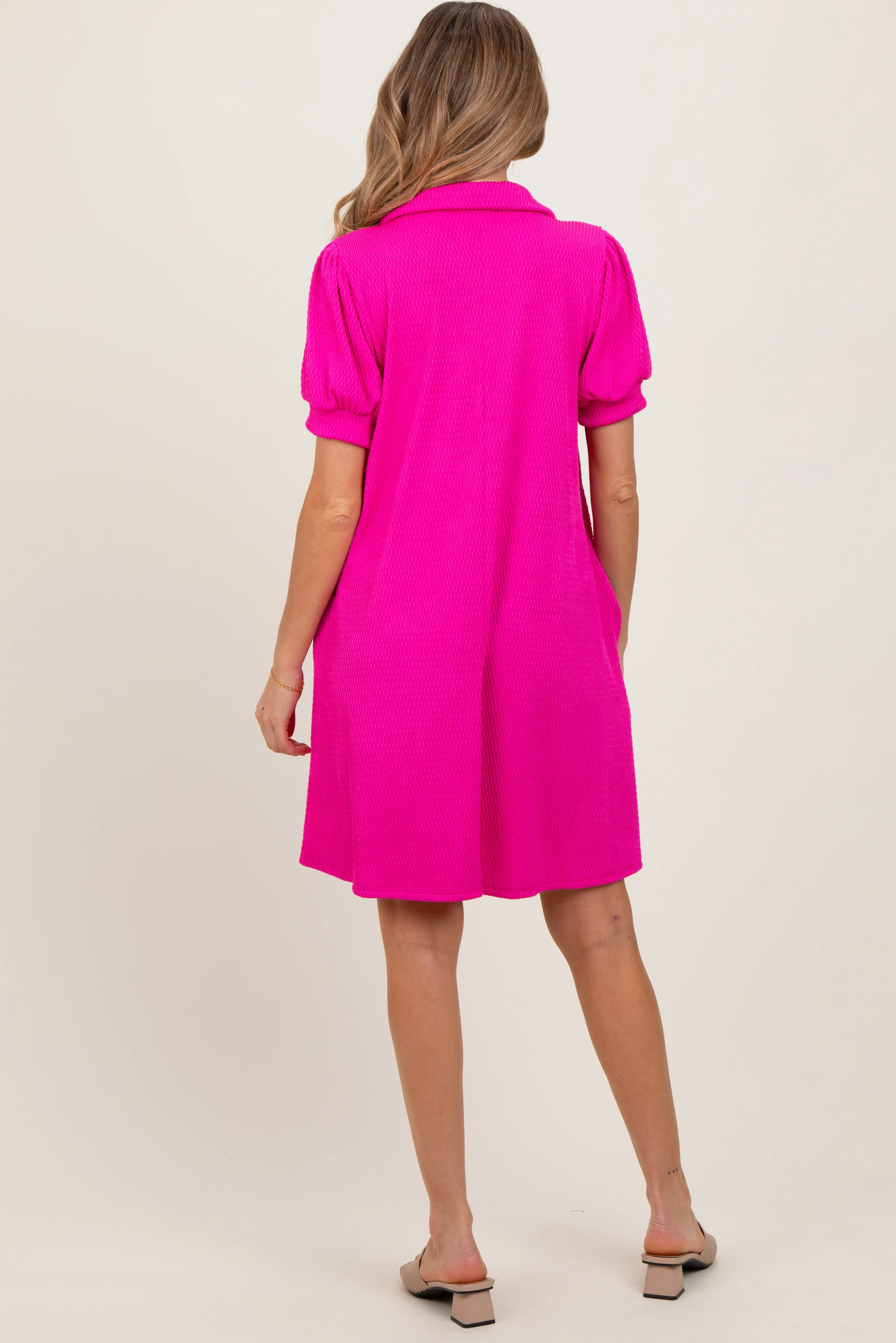 Fuchsia Textured Maternity Polo Dress sold by Pinkblush product image thumbnail 4